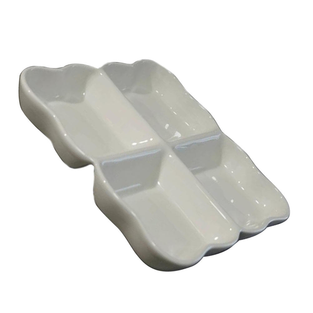 Food In Japanese Snacks - 4-Compartment Ceramic Snack Dish Fruit Serving