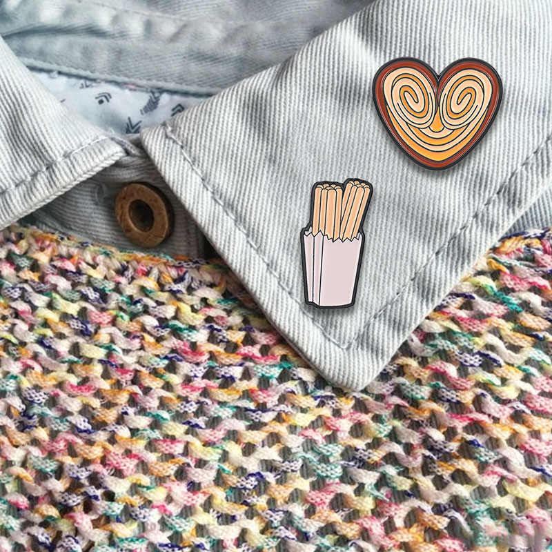 Food Snacks In Spanish - Heart Shaped Spiral Churros Biscuit Enamel
