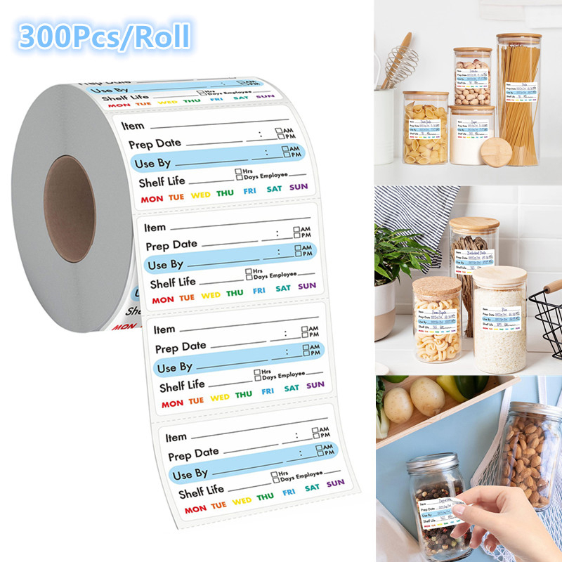 Snacks Food Labels - ^300Pcs/Roll Kitchen Date Food Sticker Label