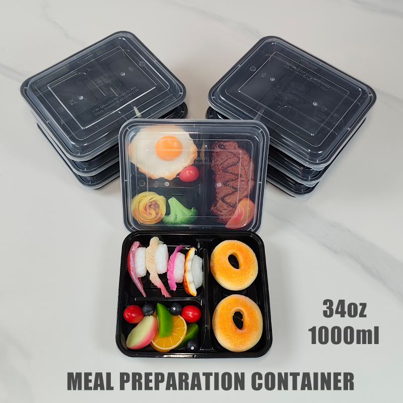 Food Snacks For School - 3-Compartment 34 Oz/1000 Ml, 12/35 Pieces,