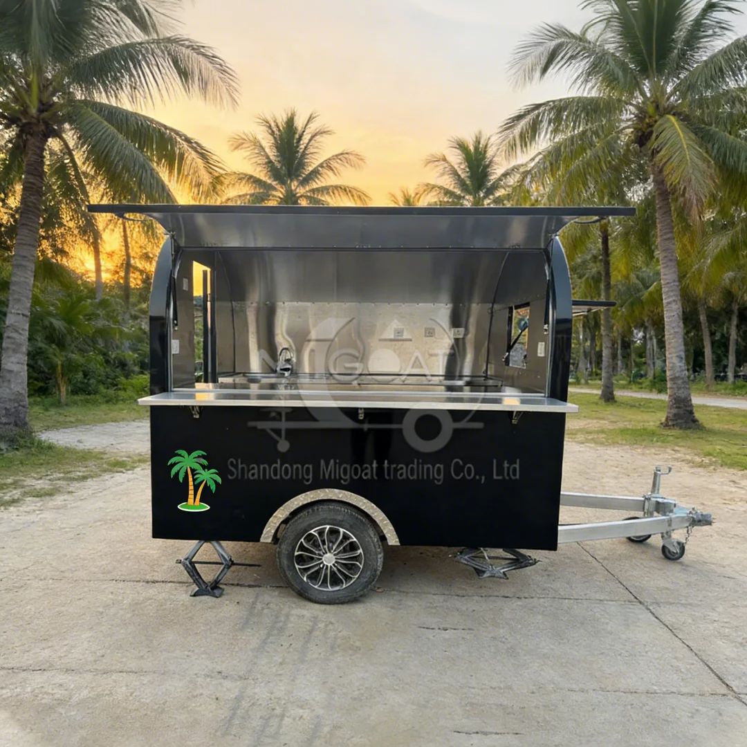 Black round Mobile Food Cart w - Food Snacks That Are Black ulasan dan harga