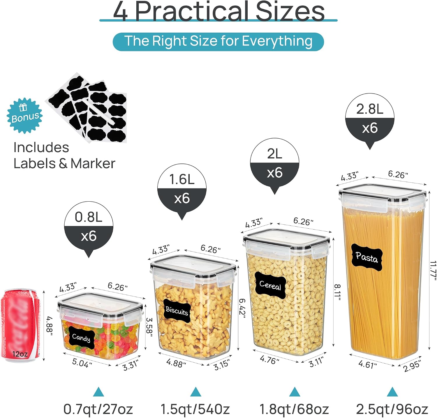 Vtopmart Airtight Food Storage - Snacks Food Labels ulasan dan harga