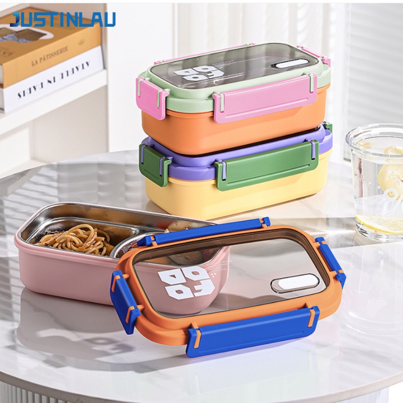 JUSTINLAU 2 Grid Bento Box Sta - Food Snacks Wholesale ulasan dan harga