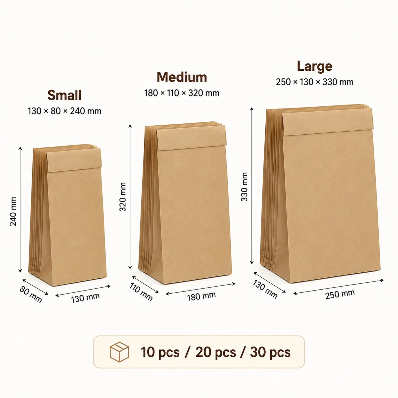 10-30Pcs Small Brown Kraft Pap - Food Snacks For School ulasan dan harga